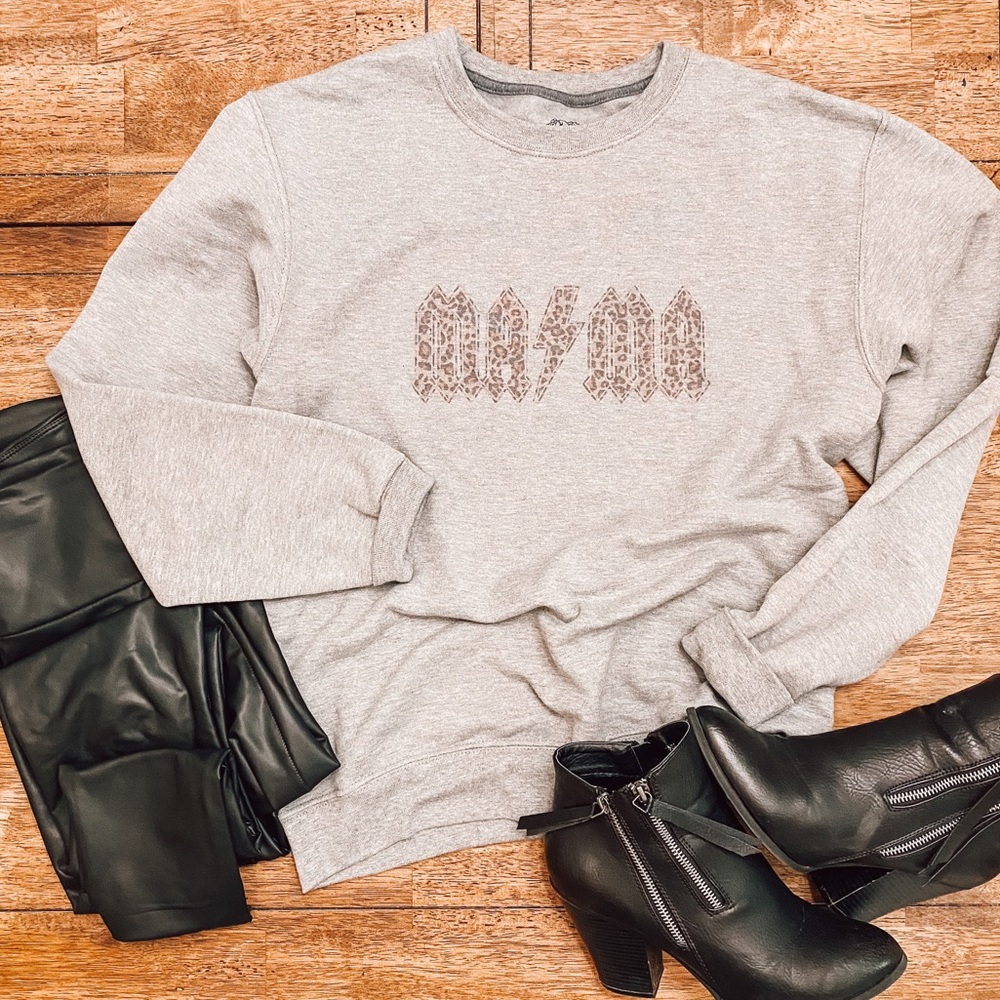 New Mama Cheetah (ACDC style) Graphic  Sweatshirt
